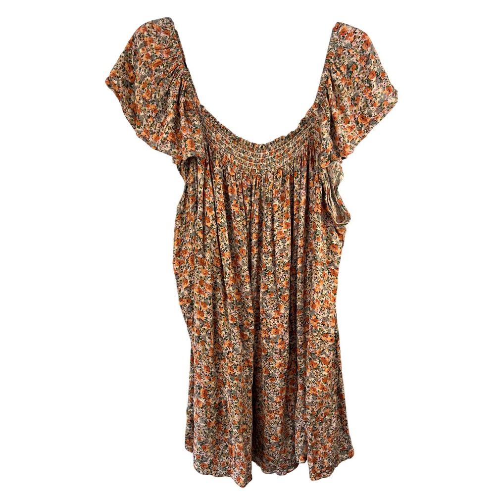 Natural Life Ditsy Floral Flutter Sleeve Boho Mini Dress SZ XL Festival Summer